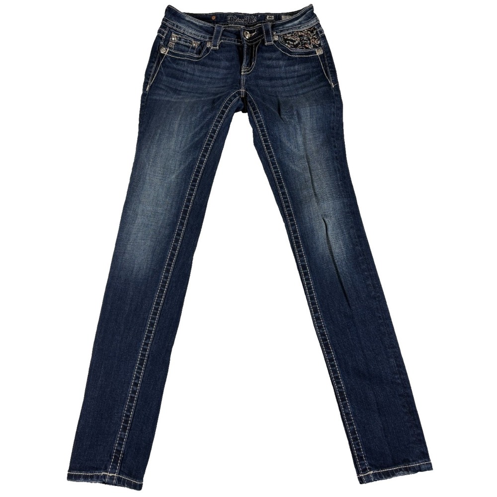 Buckle Miss Me Signature Skinny Jeans Womens‎ 26 Blue Denim Stretch Rhinestones